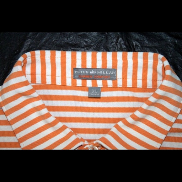 Peter Millar Summer Comfort Orange & White Polo XL - Picture 5 of 5